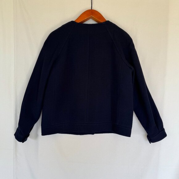 J. Crew Navy Blue Wool Blend Double Cloth Zip Front Wool Blend Jacket Size 14 - Picture 4 of 16